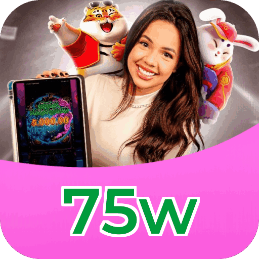 Interface do aplicativo 75w mostrando jogos disponíveis no iOS e Android